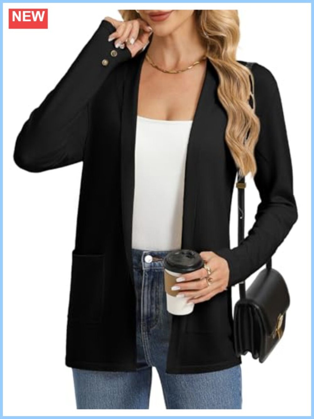 Women's Long Sleeve Collared Cardigan Lightweight Business Casual